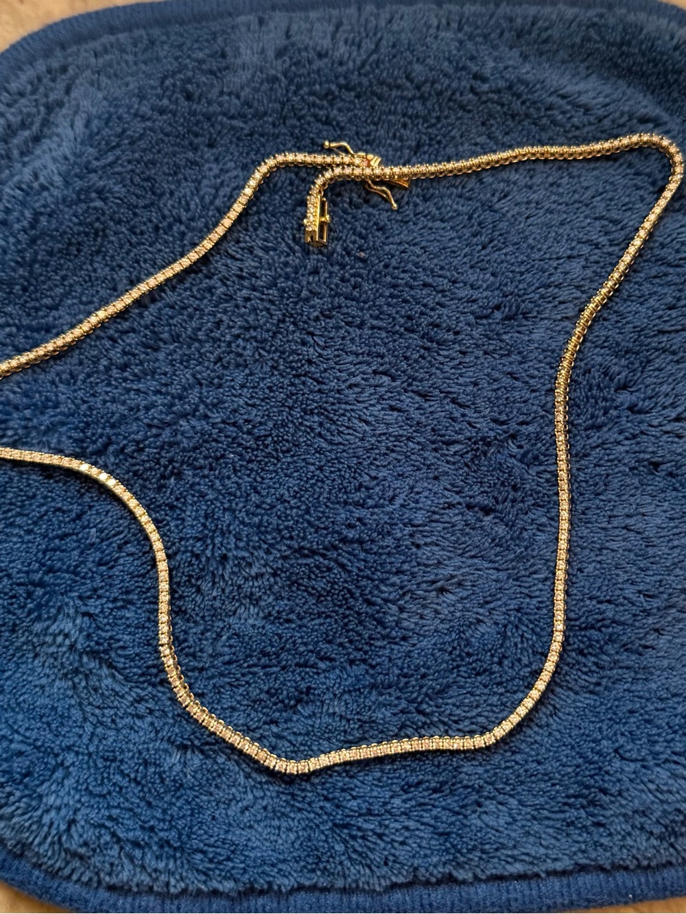 Gold Diamond Tennis Chain Necklace - Women Jewelry